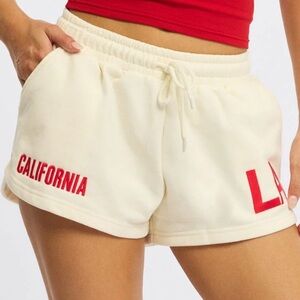 Zara White Athletic Shorts with Red Details